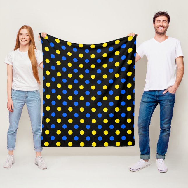 Schwarzes Blau Gelbes Punkte-Design  Fleecedecke (Beispiel)