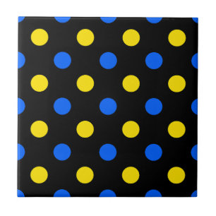 Schwarzes Blau Gelbes Punkte-Design  Fliese