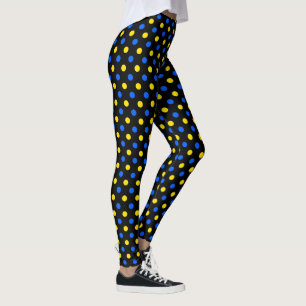 Schwarzes Blau Gelbes Punkte-Design Leggings