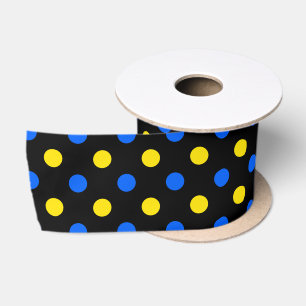Schwarzes Blau Gelbes Punkte-Design Satinband