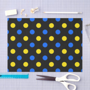 Schwarzes Blau Gelbes Punkte-Design Seidenpapier