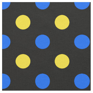 Schwarzes Blau Gelbes Punkte-Design  Stoff