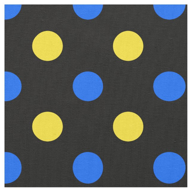 Schwarzes Blau Gelbes Punkte-Design  Stoff (Nahaufnahme)