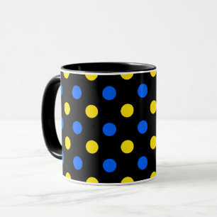 Schwarzes Blau Gelbes Punkte-Design Tasse