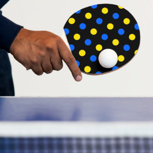 Schwarzes Blau Gelbes Punkte-Design  Tischtennis Schläger