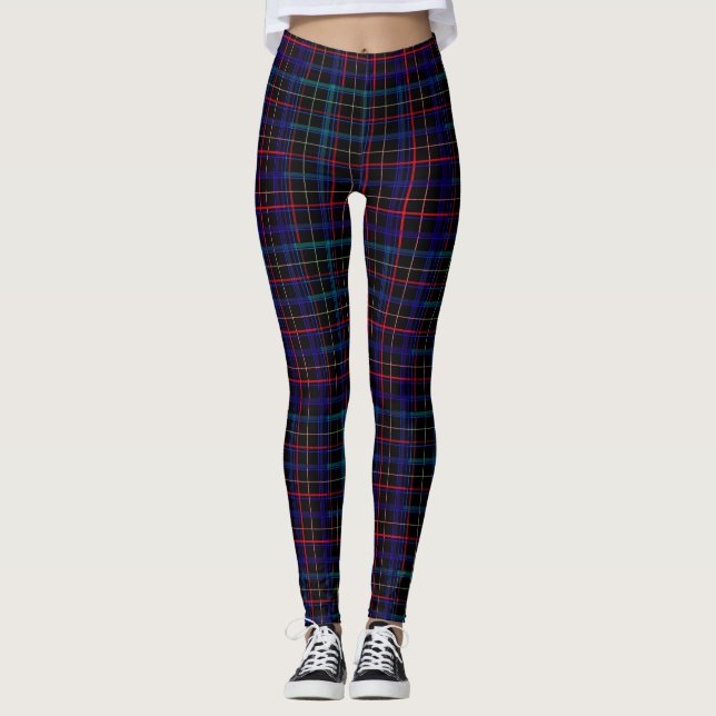 Schwarzes Blau Kariert Leggings (Vorderseite)