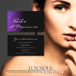 Schwarzes Blau Lila mit Glitzer Stars Beruflich Visitenkarte