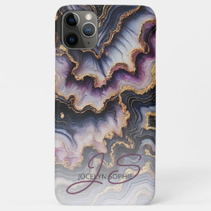 Schwarzes Blau Violett Lila Gold Marmor Kunst Must Case-Mate iPhone Hülle
