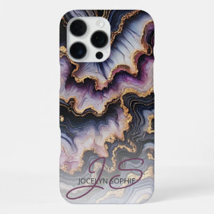 Schwarzes Blau Violett Lila Gold Marmor Kunst Must iPhone 16 Pro Max Hülle