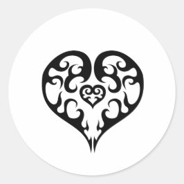 Schwarzes Blazing Herz Emblem Design Runder Aufkleber