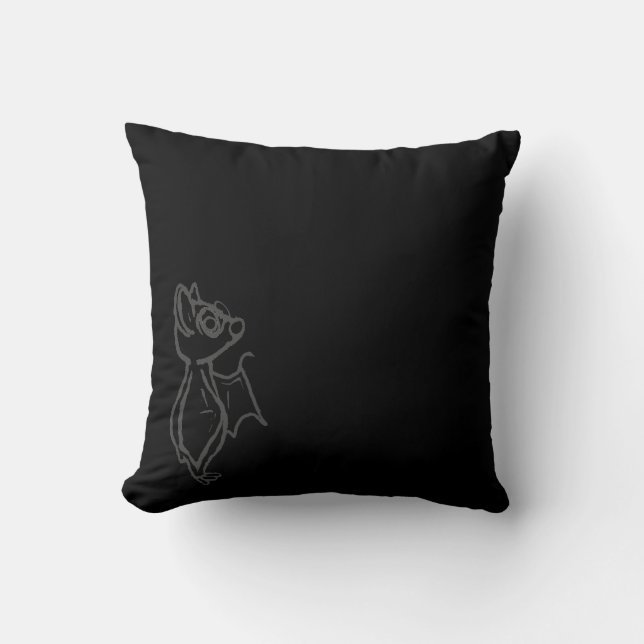 Schwarzes Blinky-Bat-Kissen mit Umriss Kissen (Vorderseite)