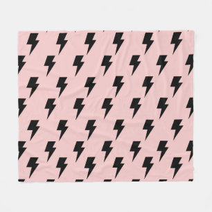 Schwarzes Blitz Pink Hintergrund Y2K Muster Fleecedecke