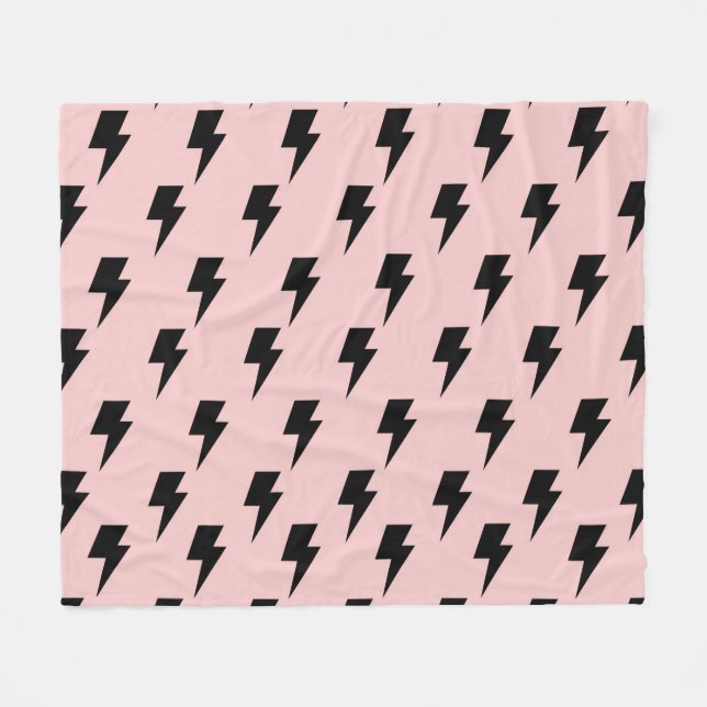 Schwarzes Blitz Pink Hintergrund Y2K Muster Fleecedecke (Vorderseite (Horizontal))
