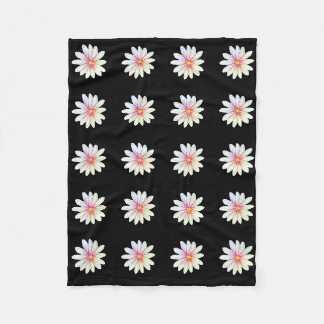Schwarzes Blumen-Muster Fleecedecke (Vorderseite)