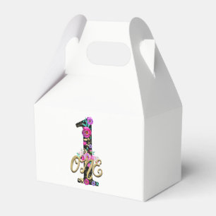 Schwarzes Blumengold Glitter EIN 1 1. Geburtstagsf Geschenkschachtel