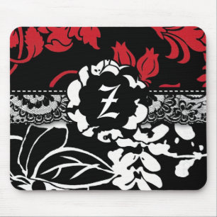 SCHWARZES BLUMENmonogramm 311-RED Mousepad