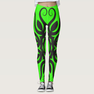Schwarzes Blumenmuster auf dem Training der grüne Leggings