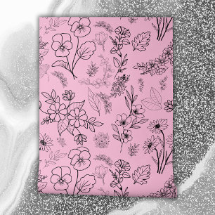 Schwarzes Blumenmuster auf Rosa Tapete