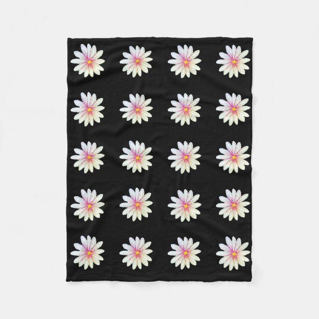 Schwarzes Blumenmuster Fleecedecke (Vorderseite)