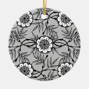 Schwarzes Blumenmuster Keramikornament