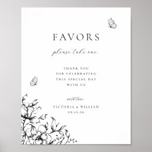 Schwarzes Blumiges Hochzeitsgeschenk Schild