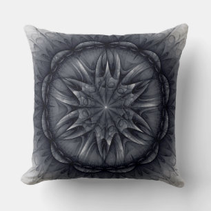 Schwarzes blumiges spirituelles Muster Kissen