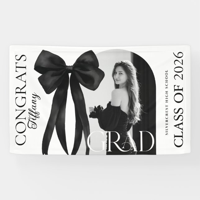 Schwarzes Bogen-Foto-Abschlussbanner Banner (Horizontal)