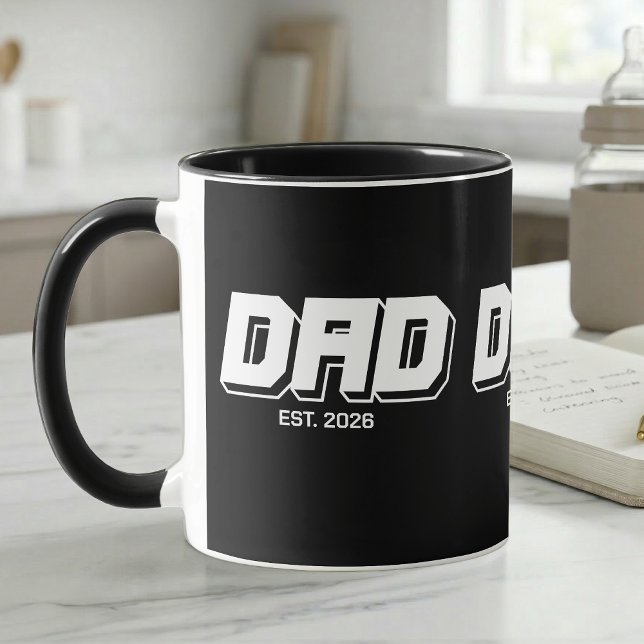 Schwarzes Bold Established New Dad-Geschenk Tasse (Von Creator hochgeladen)