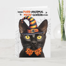 Schwarzes Bombay Halloween Cat PURRanormales MEOWo Feiertagskarte