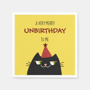 Schwarzes Boost die Katze, lustiger Cartoon Doodle Serviette