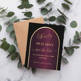 Schwarzes Bordeaux 90. Geburtstagsbudget Save the  Flyer