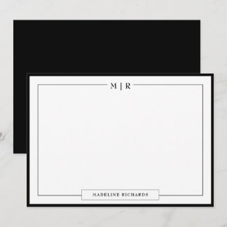 Schwarzes Border Stationery Mitteilungskarte