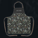 Schwarzes botanisches, elegantes, modernes Familie Schürze<br><div class="desc">Grün,  schwarz,  braun grün und grau elegante moderne Blätter eucalyptus Wasserfarbe botanische natürliche Weihnachtsgeschenk personalisierte Schürze Design. Einfaches,  sauberes und minimales Design.</div>