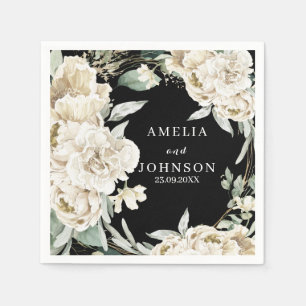 Schwarzes botanisches Grün - einfache Winterhochze Serviette