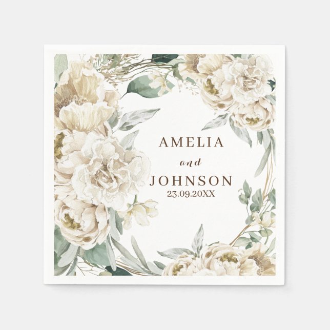 Schwarzes botanisches Grün - einfache Winterhochze Serviette (Vorderseite)