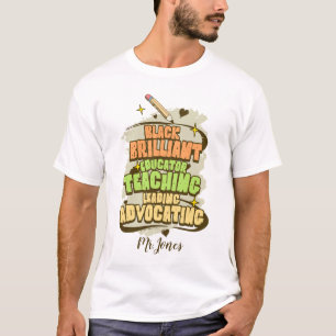 Schwarzes brillantes Erzieher-T-Shirt T-Shirt