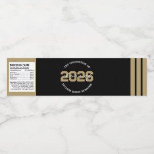 Schwarzes & Bronzegold Abitur Wasserflaschenetiket Wasserflaschenetikett