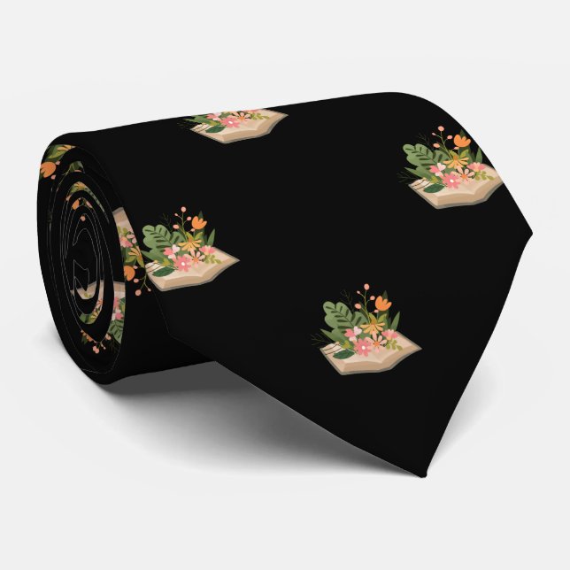 Schwarzes Buch und Blume - Arbeit und Abschluss Krawatte (Gerollt)