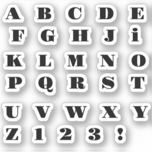 Schwarzes Buchstaben Alphabet Aufkleber