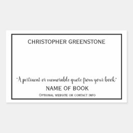 Schwarzes Buchzeichen der Autor-Signatur Rechteckiger Aufkleber