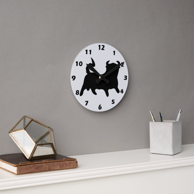 Schwarzes Bull Design Runde Wanduhr (Büro)