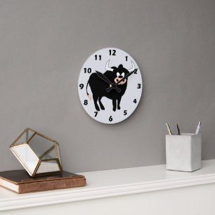 Schwarzes Bull Design Runde Wanduhr