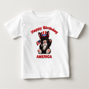 Schwarzes Bunny (5ap) Patriotisches Kinder T-Shirt