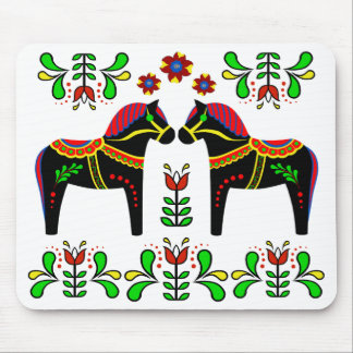 Schwarzes/buntes VolksDala Pferd/Volksfriesisches Mousepad