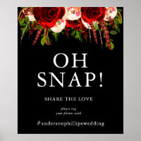 Schwarzes Burgunder Blumen Boho Oh Snap Schild