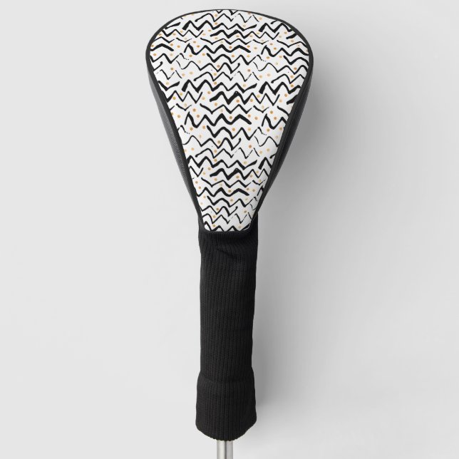 Schwarzes Bürsten-Anschlag-u. Punkt-Muster Golf Headcover (Vorderseite)