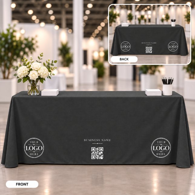 Schwarzes Business-QR-Code-Logo-Tischbanner Tischdecke (Von Creator hochgeladen)
