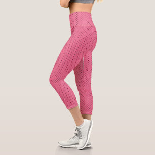 Schwarzes Button Punkte auf rosa Capri Leggings