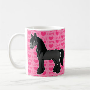 Schwarzes Cartoon Gypsy Vanner Shire Clydesdale Li Tasse