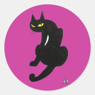 SCHWARZES CAT-HALLOWEEN-PARTY RUNDER AUFKLEBER